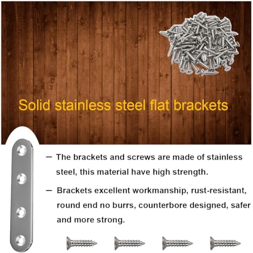 24 Pack Stainless Steel Straight Brackets with Screws