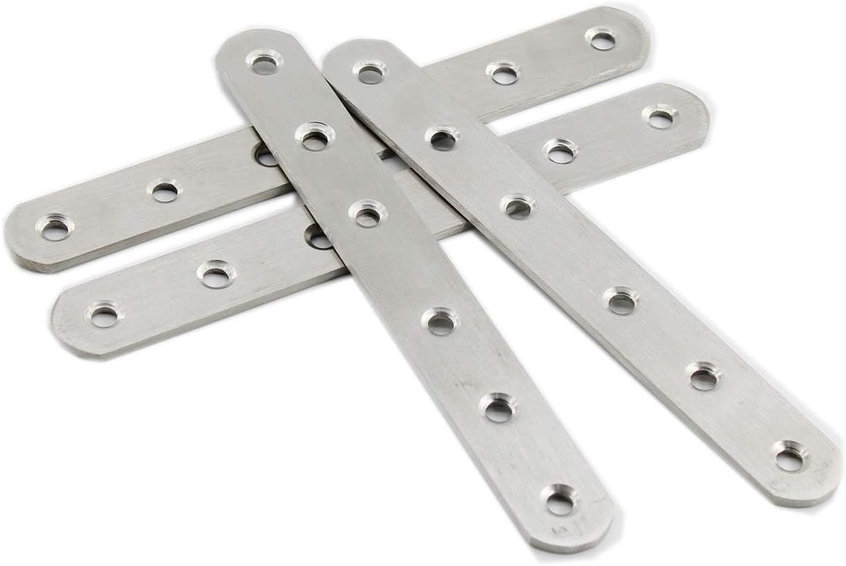 4-Pack Stainless Steel Flat Straight Braces for Wood