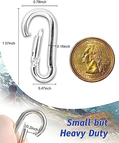 Small Carabiner Clips Set for Climbing Hiking Fishing Marine Use