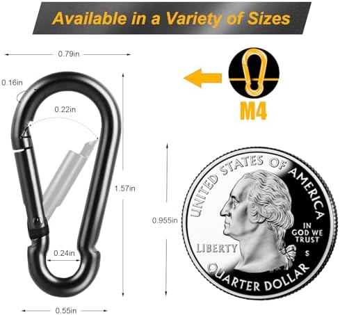 12-Piece Durable Carabiner Clips with 110 lbs Capacity for Birds Dogs