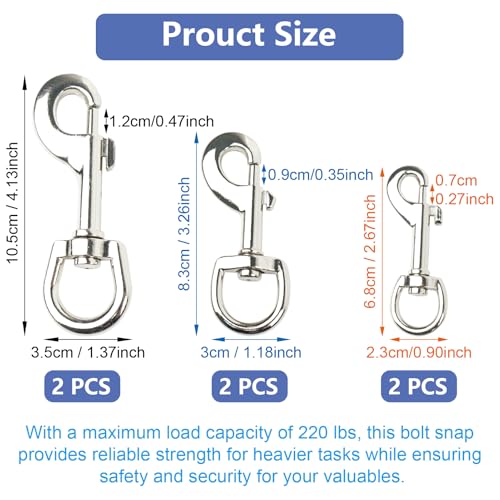 Durable Animal Snap Hooks SPNKMJUJ 6-Pack Zinc Alloy Snap Clips
