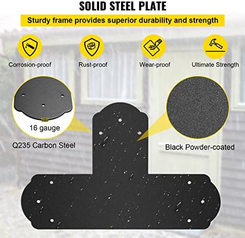 VEVOR Black T Bracket 6x6 8PCs Heavy Duty Steel Connector