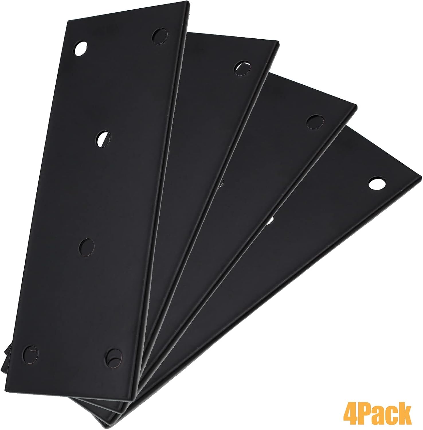 4-Piece Stainless Steel Flat Straight Brace Bracket Black for Wood Fixtures