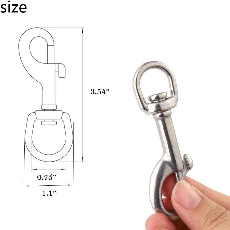 Uspacific 4PCS Stainless Steel Swivel Eye Snap Hook for Industrial Pet Use