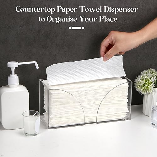 2PCS Acrylic Paper Towel Dispenser for Countertop Bathroom Kitchen