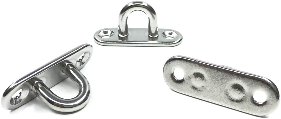 8Pcs 304 Stainless Steel Pad Eye and Snap Hooks with Screws Anchors