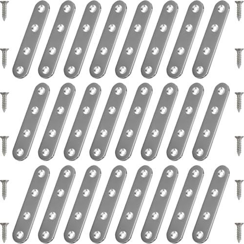 24 Pack Stainless Steel Straight Brackets with Screws