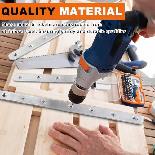 Zonon 20-Piece Flat Mending Plate Set Stainless Steel Durable Rust-Resistant