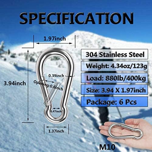 Heavy-Duty 304 Stainless Steel Spring Snap Hooks for Hammocks More