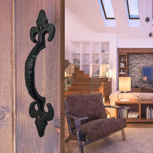 Sturdy 8-Inch Hammered Cast Iron Door Handle