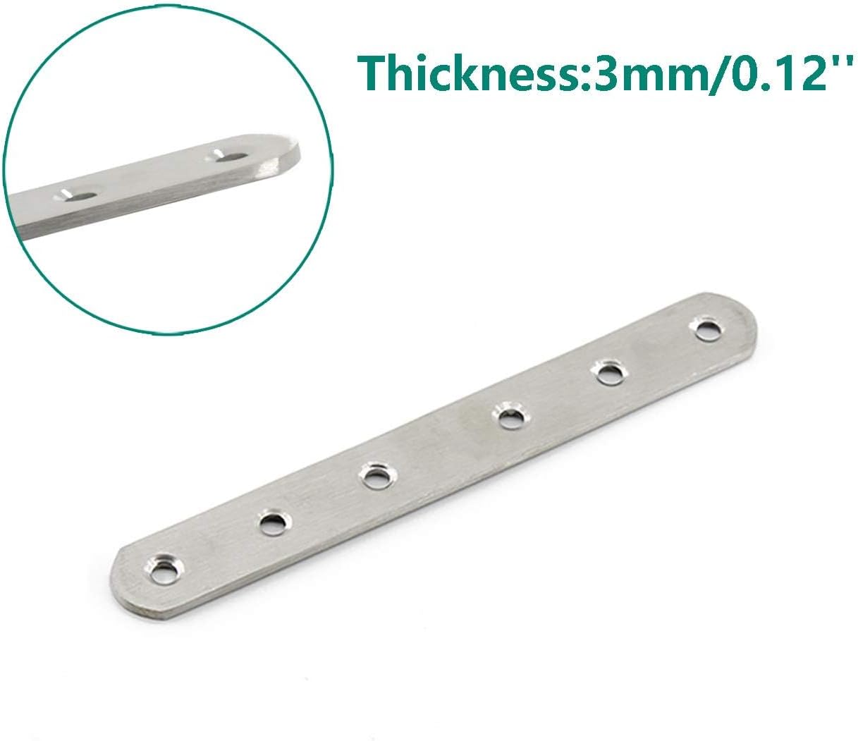4-Pack Stainless Steel Flat Straight Braces for Wood