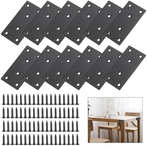 Sumnacon 12-Piece Stainless Steel Mending Plate Set for Furniture Repair