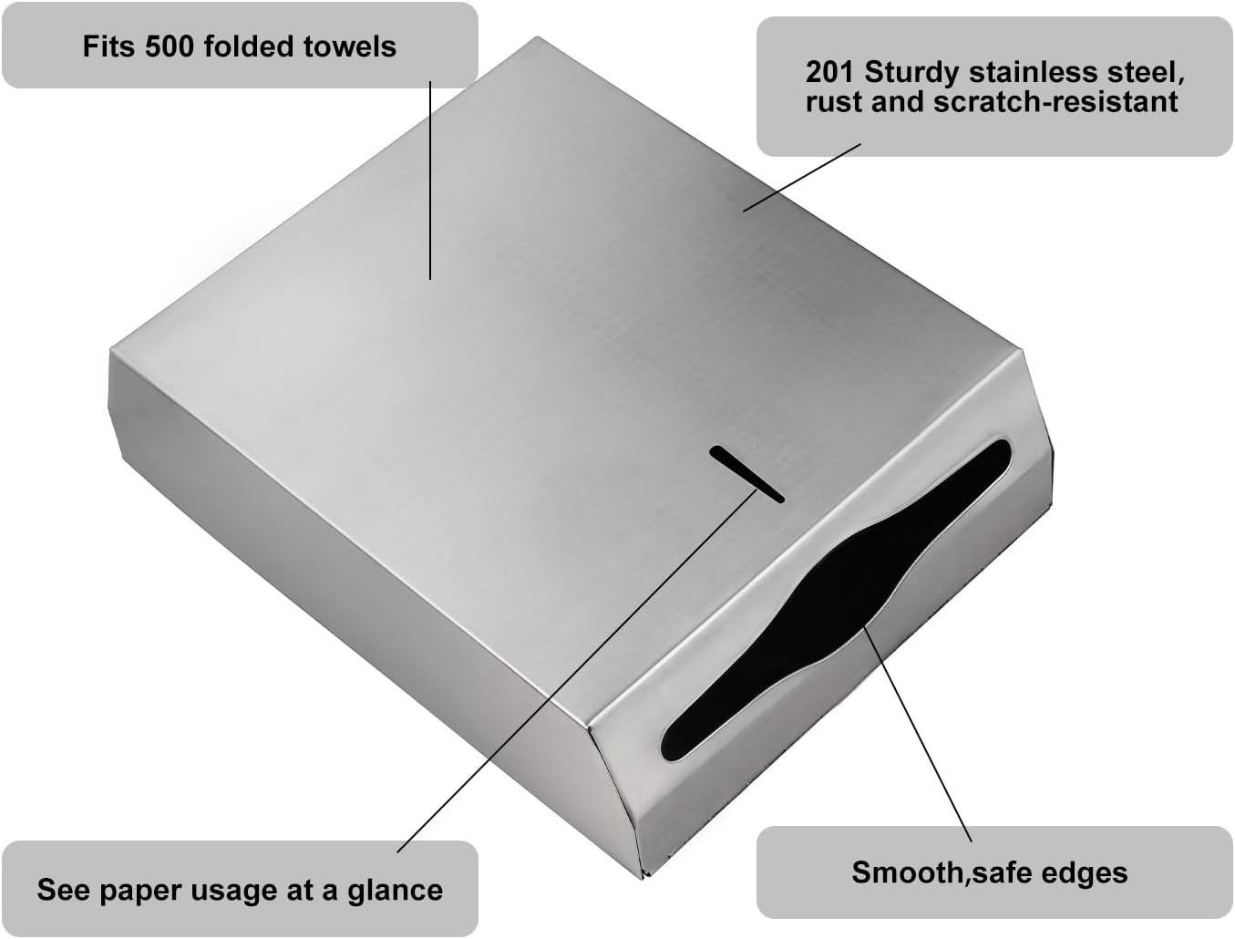HEY FOLY Commercial Paper Towel Dispenser Wall Mount Touchless Stainless Steel Lock Silver