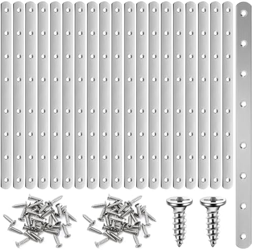 Zonon 20-Piece Flat Mending Plate Set Stainless Steel Durable Rust-Resistant