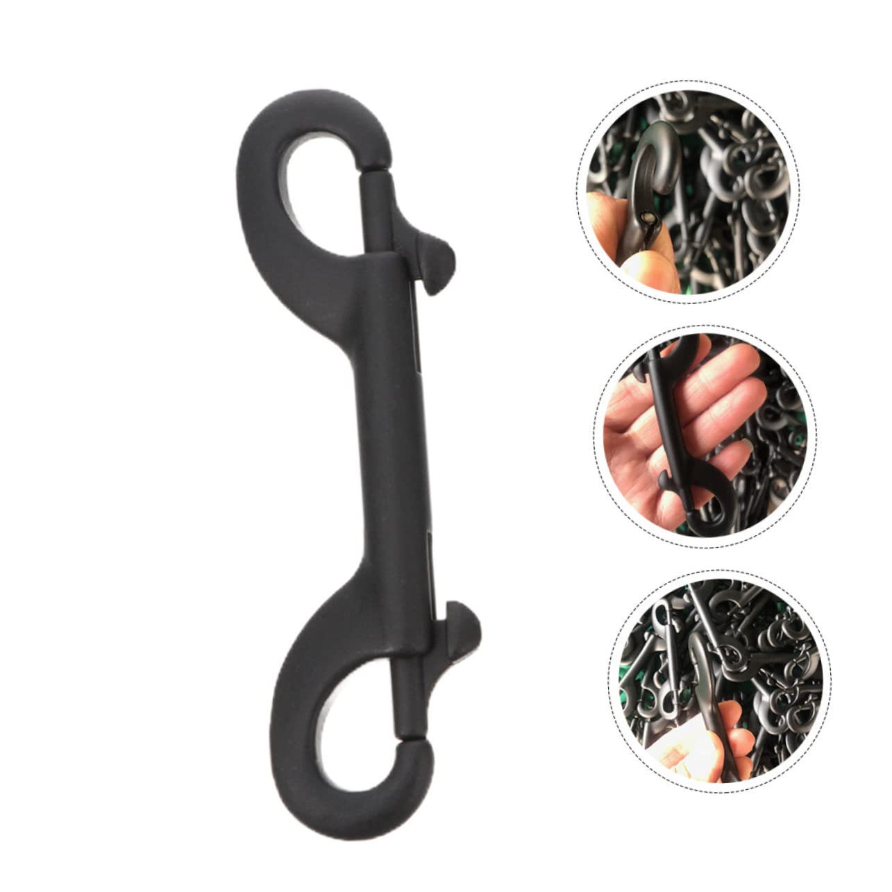 Double-Ended Stainless Steel Dog Leash Hook Black