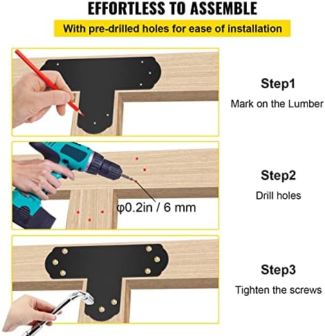 VEVOR Black T Bracket 6x6 8PCs Heavy Duty Steel Connector