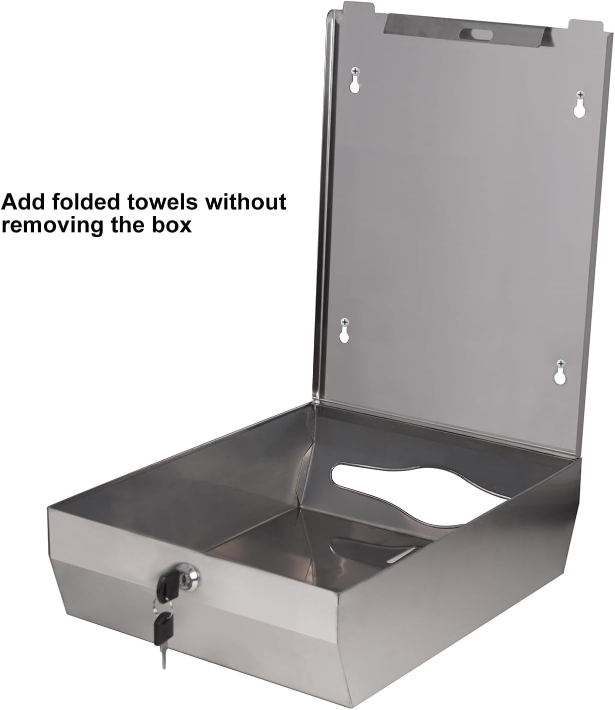 HEY FOLY Commercial Paper Towel Dispenser Wall Mount Touchless Stainless Steel Lock Silver