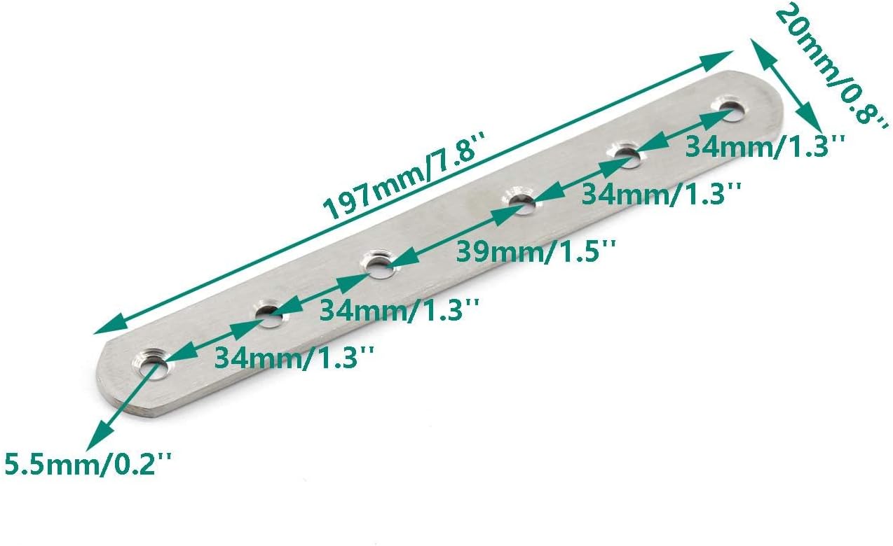 4-Pack Stainless Steel Flat Straight Braces for Wood