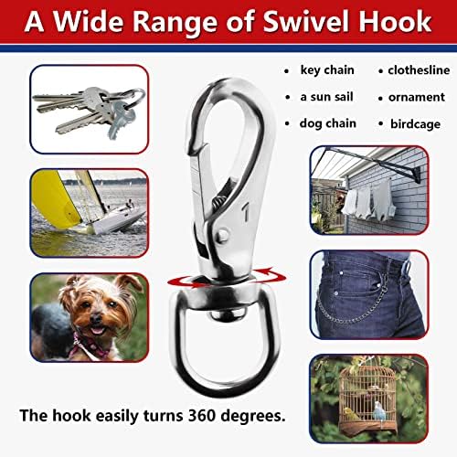 304 Stainless Steel Swivel Snap Hooks for Keychains Pets and More