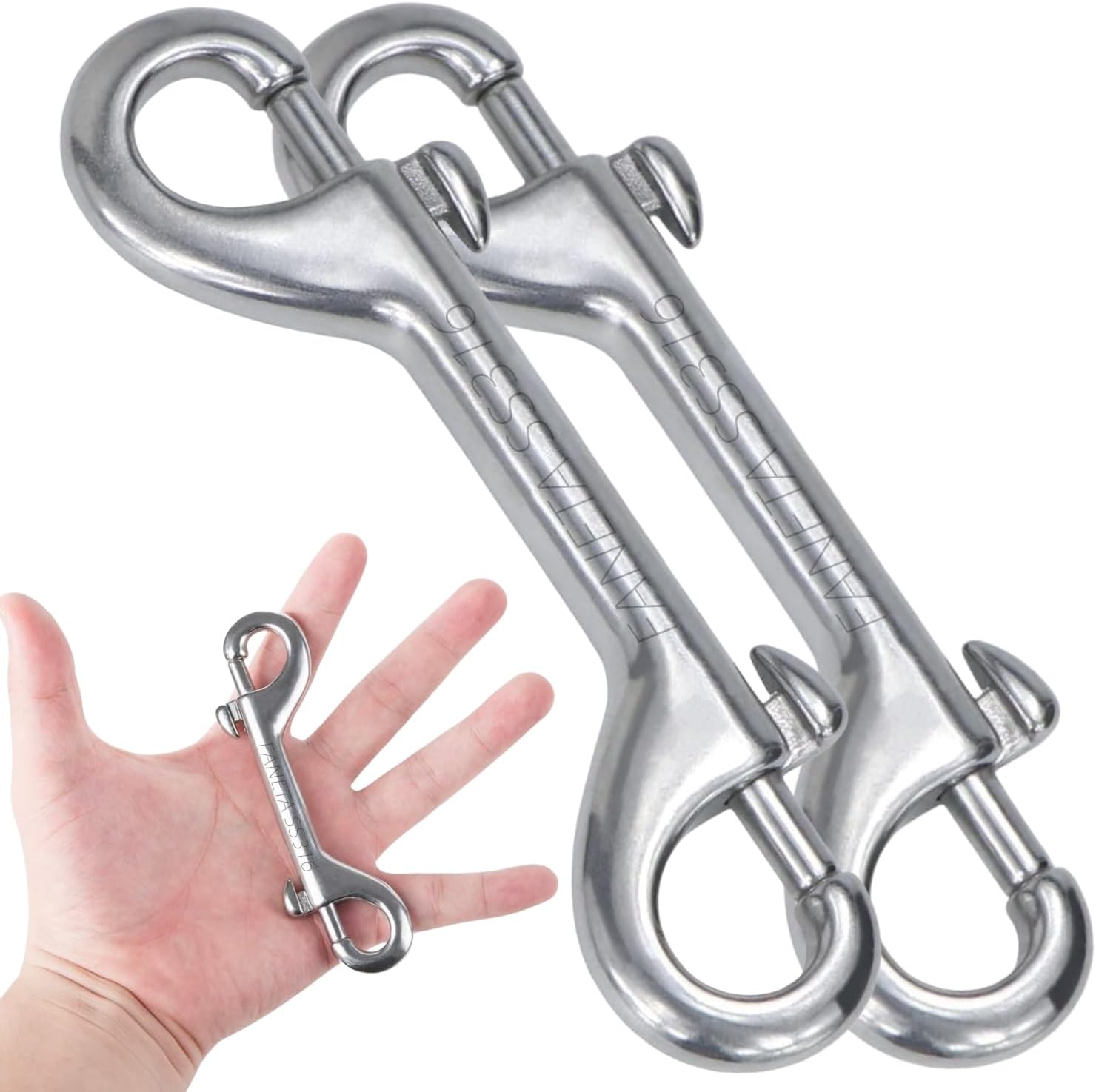 316 Stainless Steel Double Ended Bolt Snap Hook 2-Pack