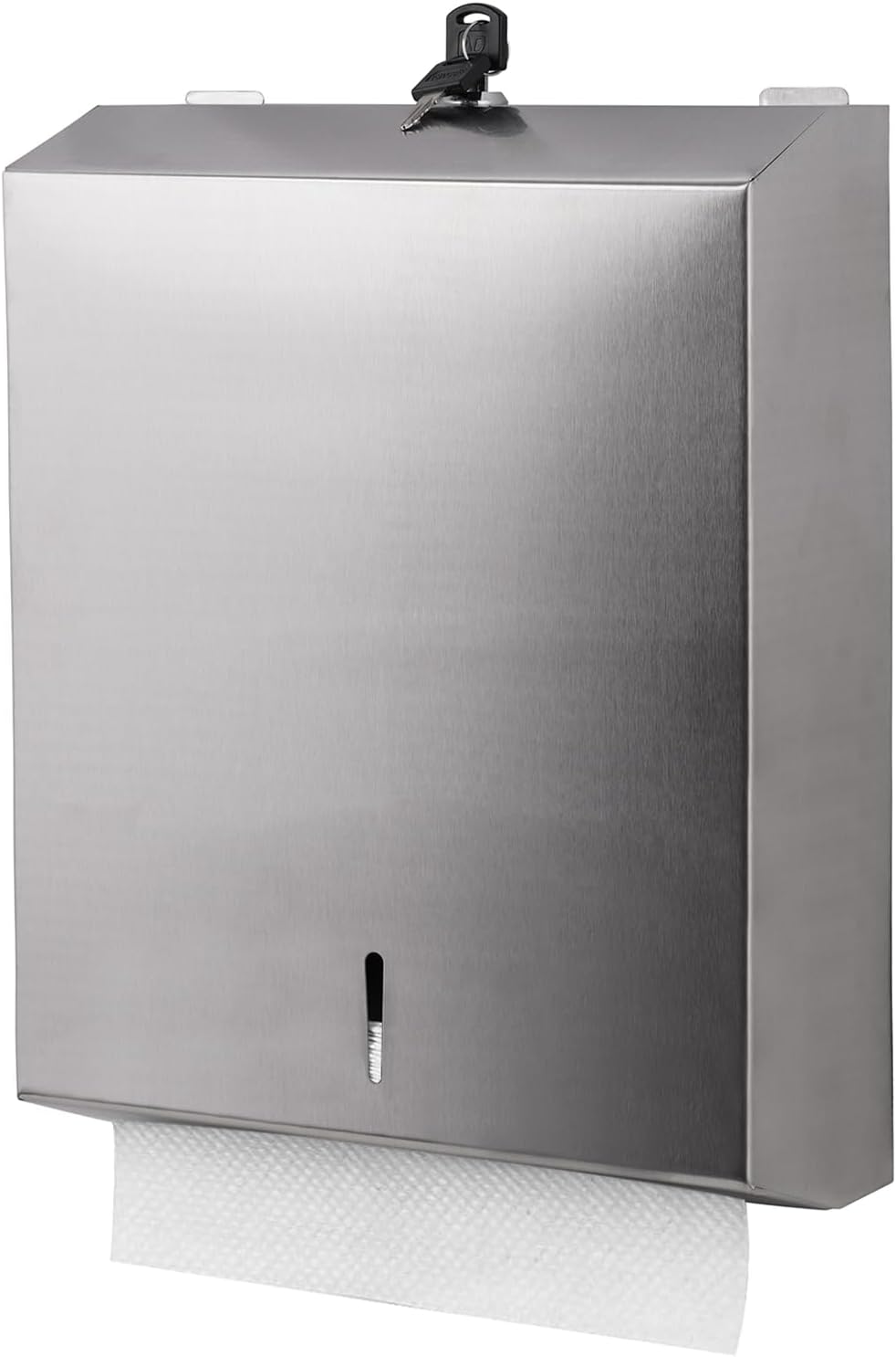 HEY FOLY Commercial Paper Towel Dispenser Wall Mount Touchless Stainless Steel Lock Silver