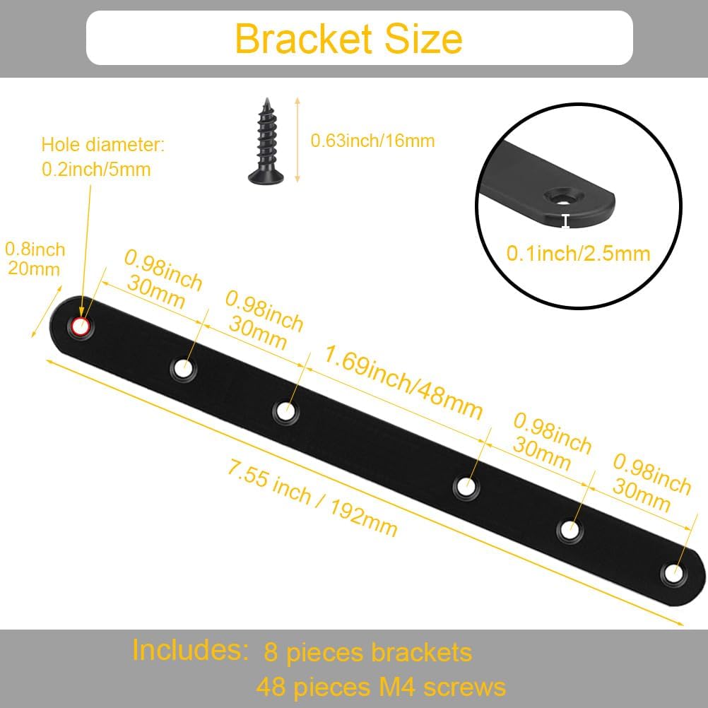 8-Piece Set of Rust-Resistant Stainless Steel Flat Mending Brackets