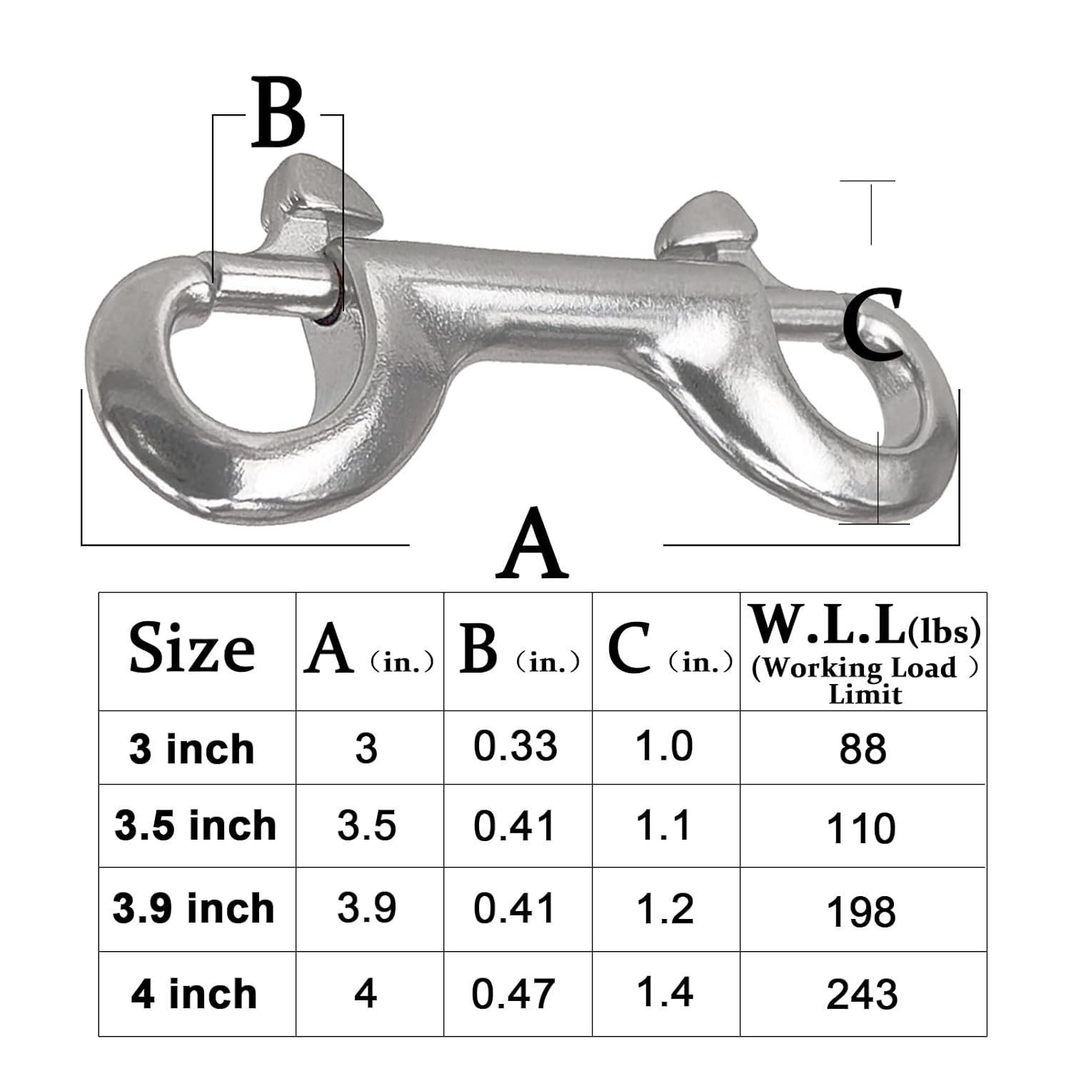 Pulado mecnicos double-ended bolt snap hooks stainless steel industrial applications