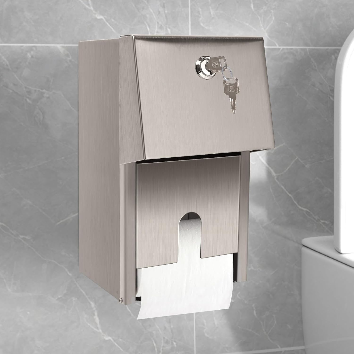 Double Toilet Paper Holder with Locking Mechanism