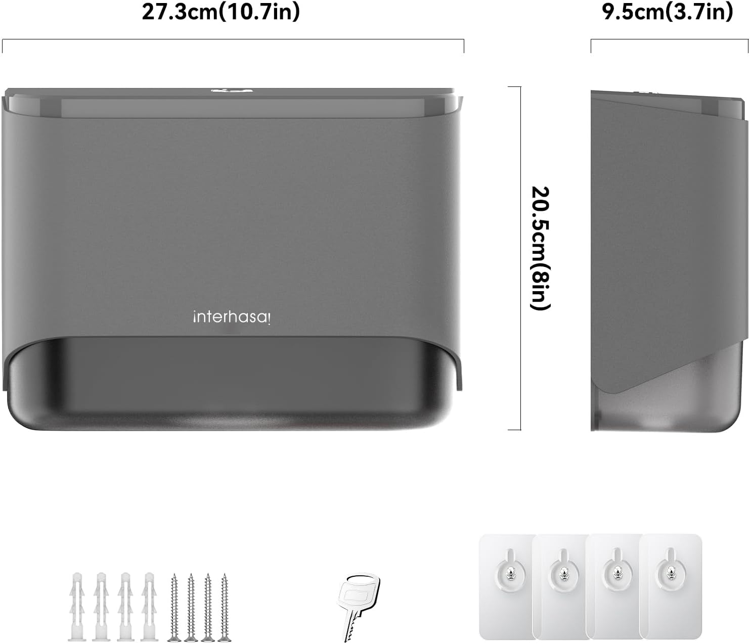 Wall Mounted Paper Towel Dispenser with Key Lock and Transparent Window