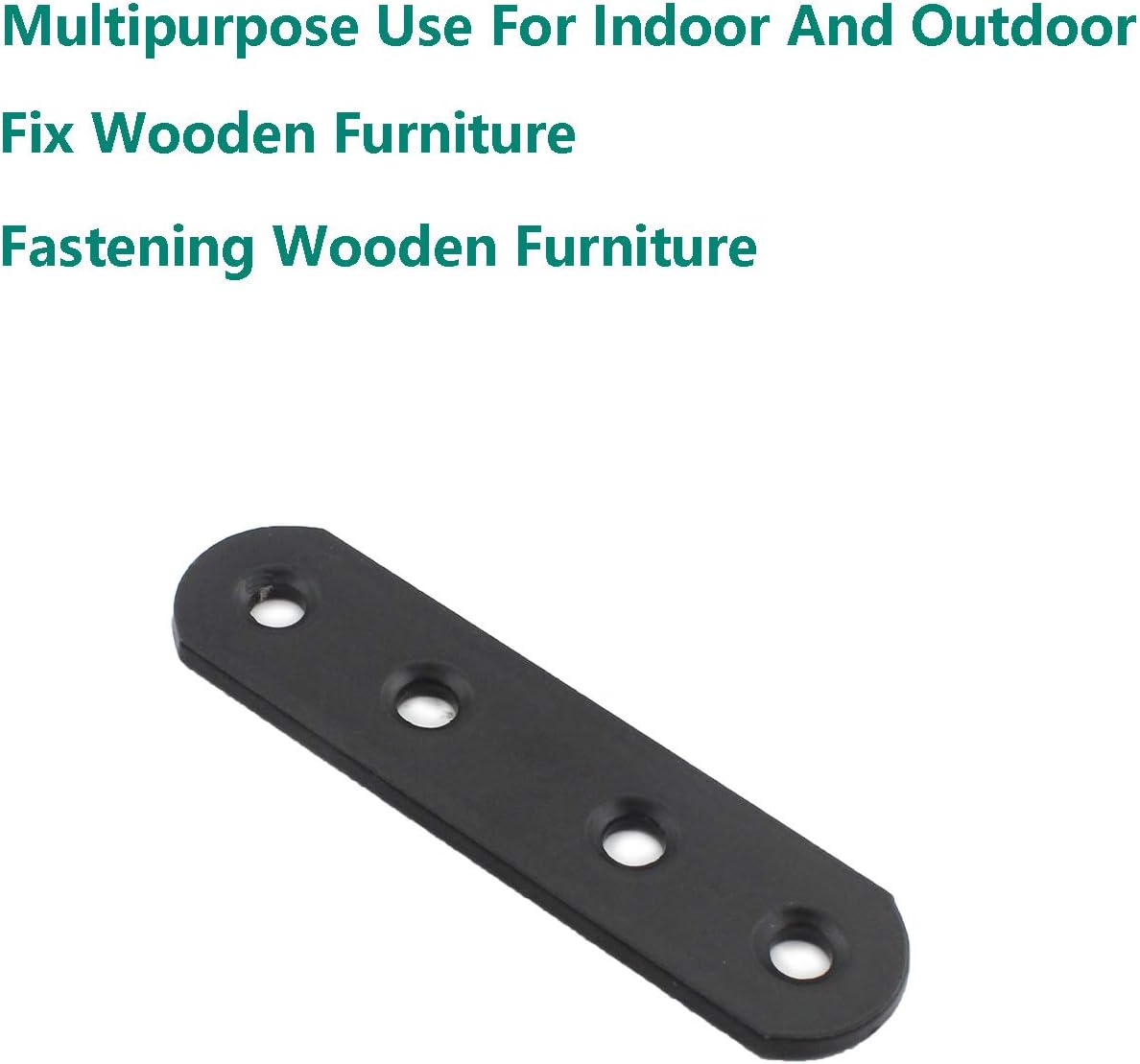 4-Pack Thick Black Iron Flat Mending Plate for Wood Furniture Repair