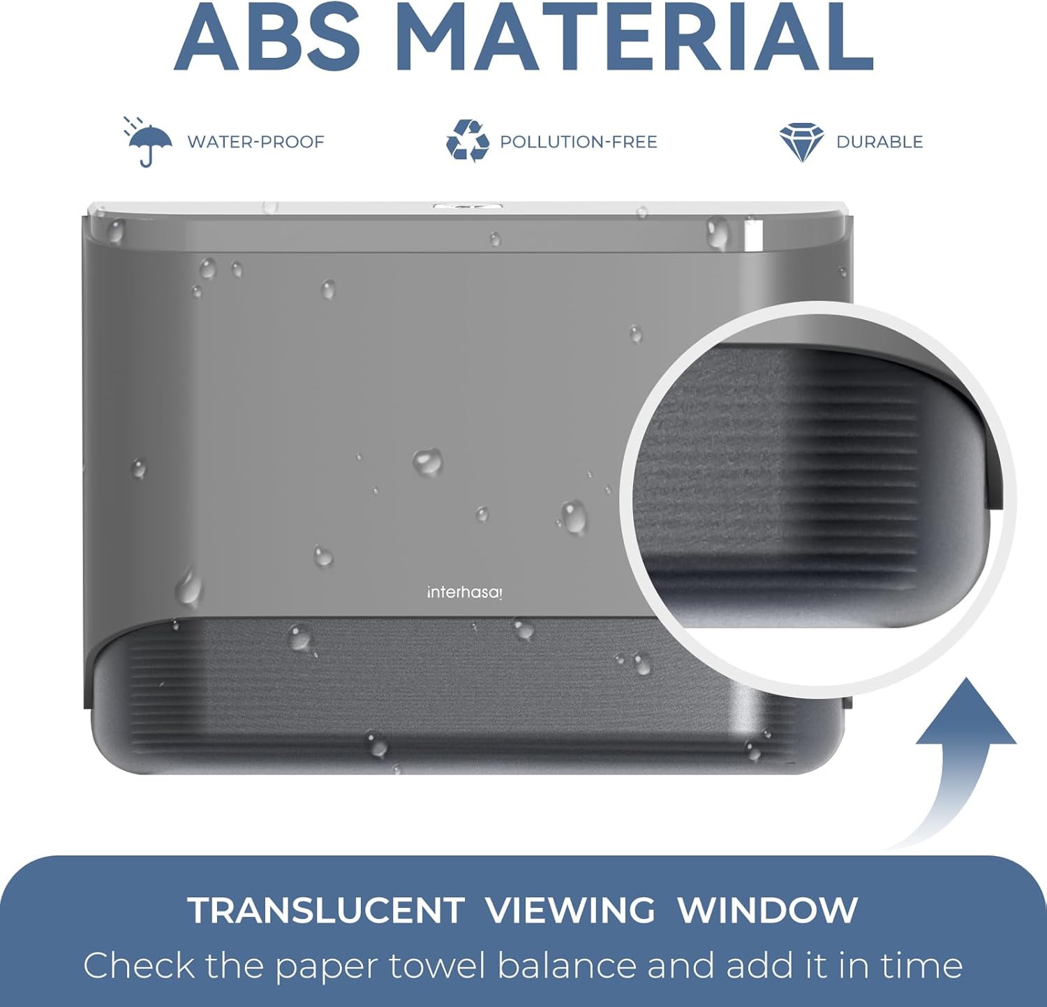 Wall Mounted Paper Towel Dispenser with Key Lock and Transparent Window