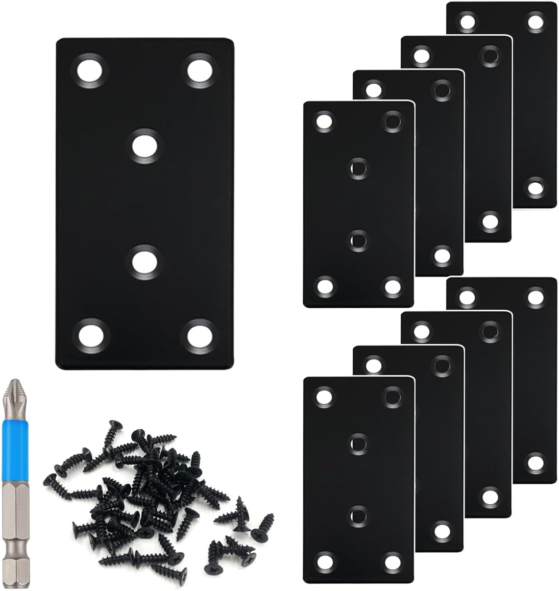 QSJ 8-Pack Stainless Steel Flat Mending Plate for Wood Furniture