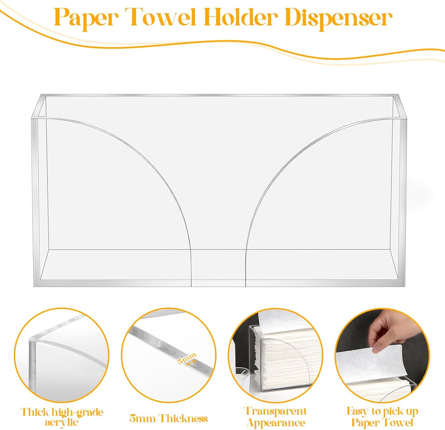 2PCS Acrylic Paper Towel Dispenser for Countertop Bathroom Kitchen