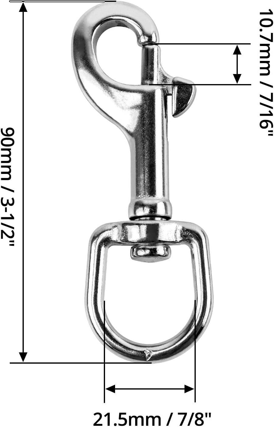Premium 3-12 Swivel Eye Bolt Snap Hook
