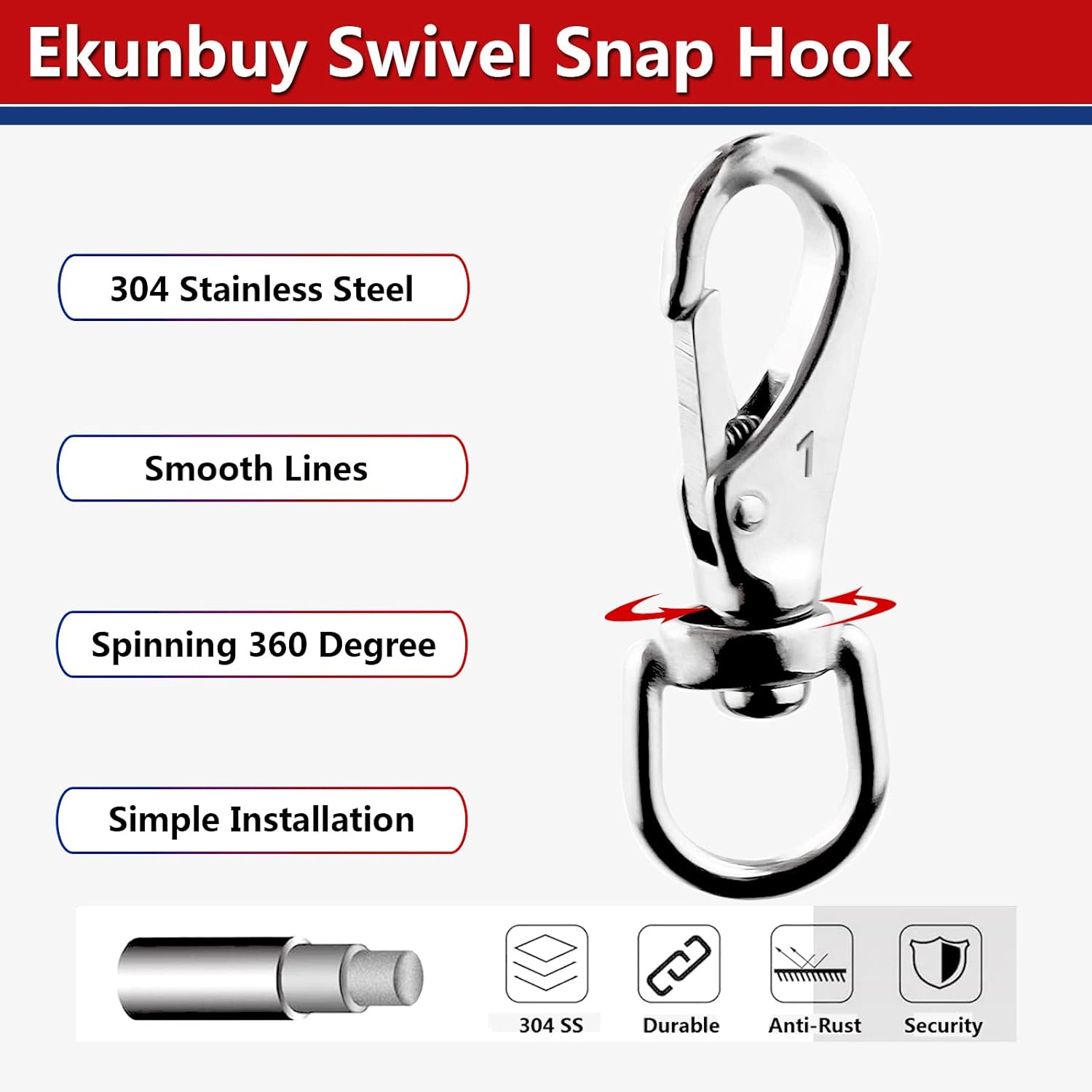 304 Stainless Steel Swivel Snap Hooks for Keychains Pets and More