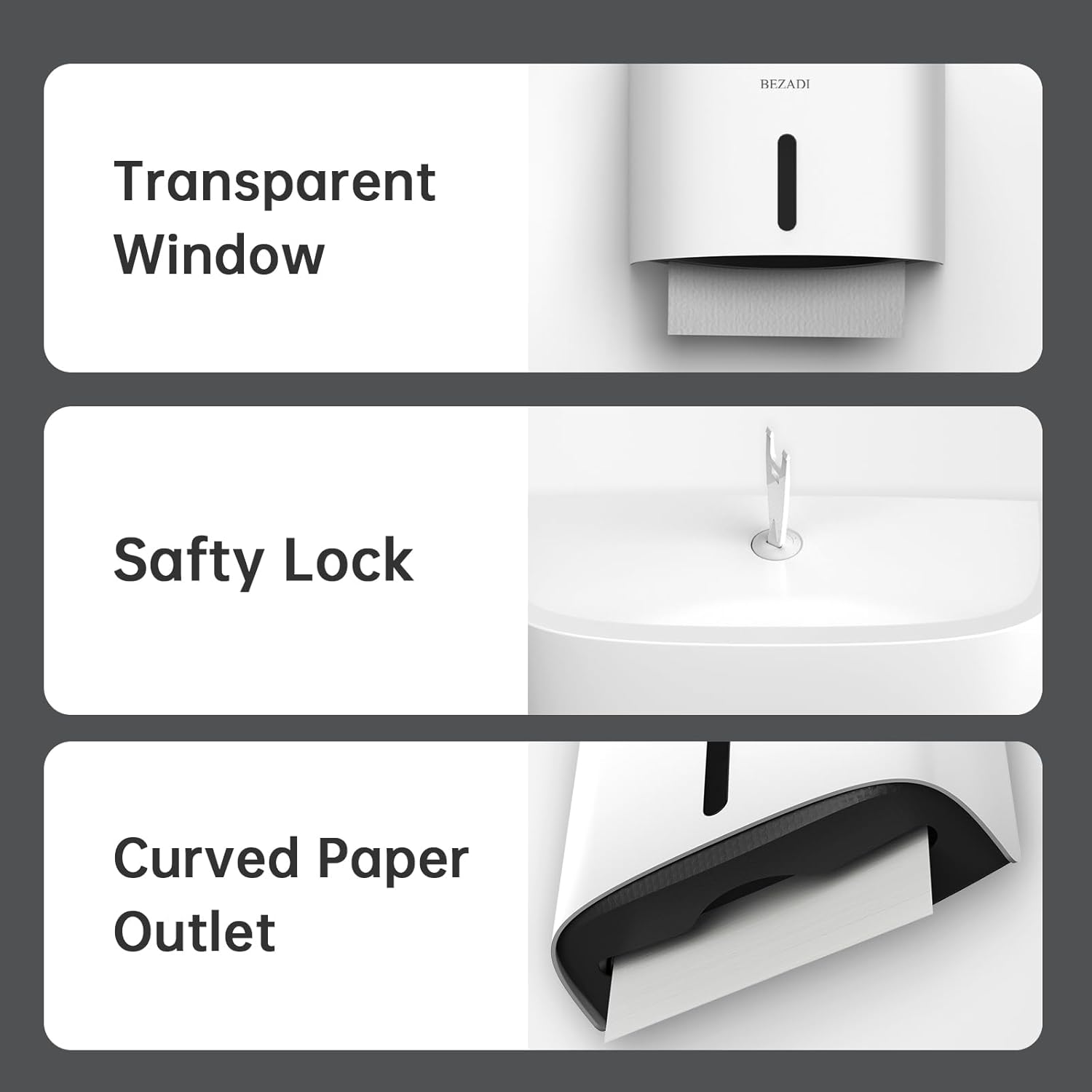 Smart Lock Dispenser Smart Towels Holder Wall-Mounted Tissue Dispenser Large Capacity