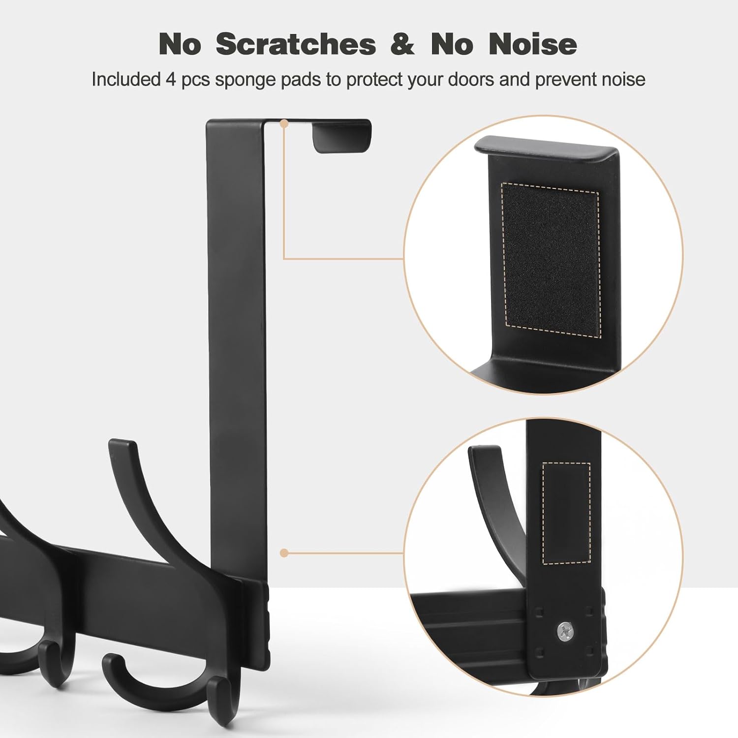Optish Over The Door Hanger with 5 Triple Coat Hooks Black