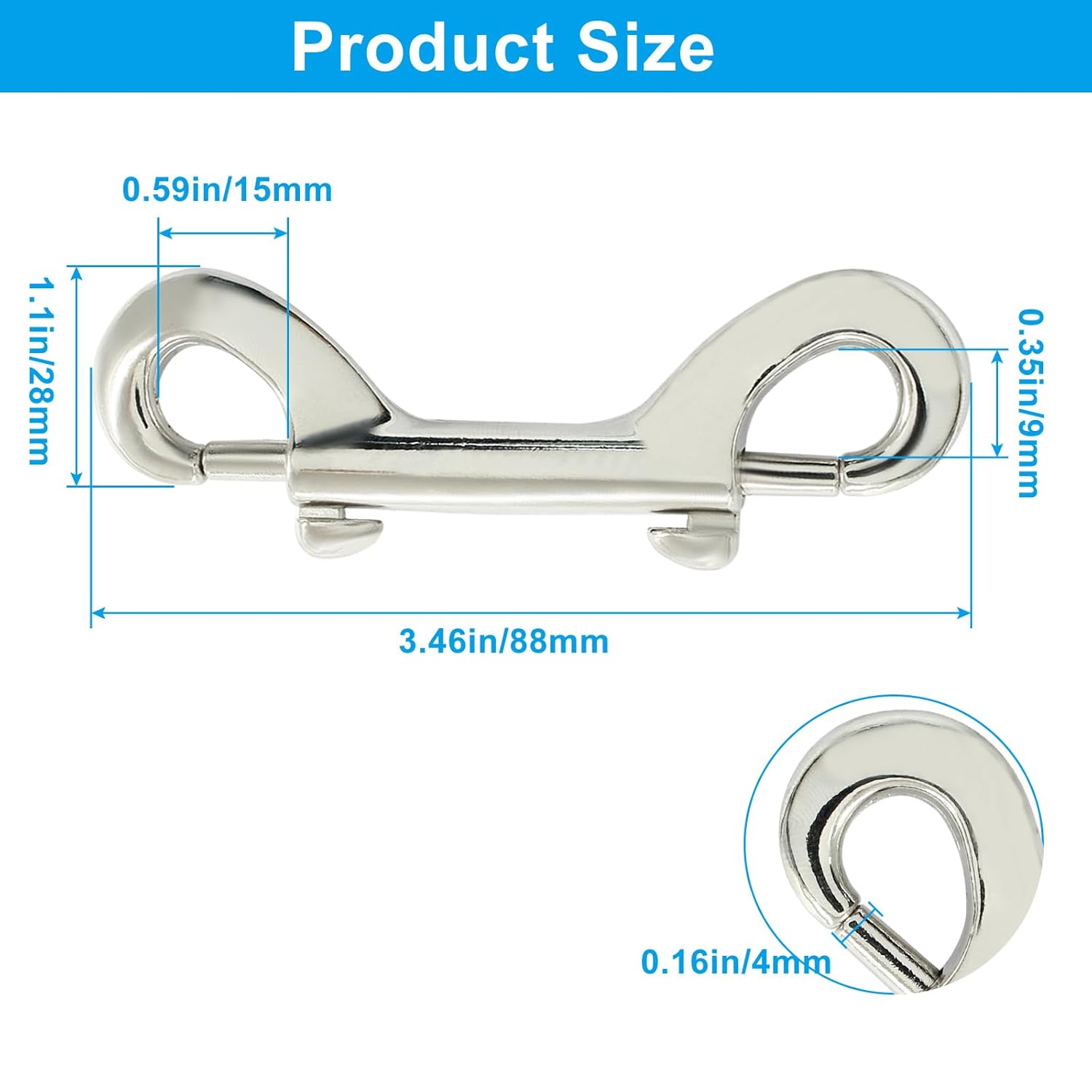 2-Piece Zinc Alloy Double-Ended Snap Clips