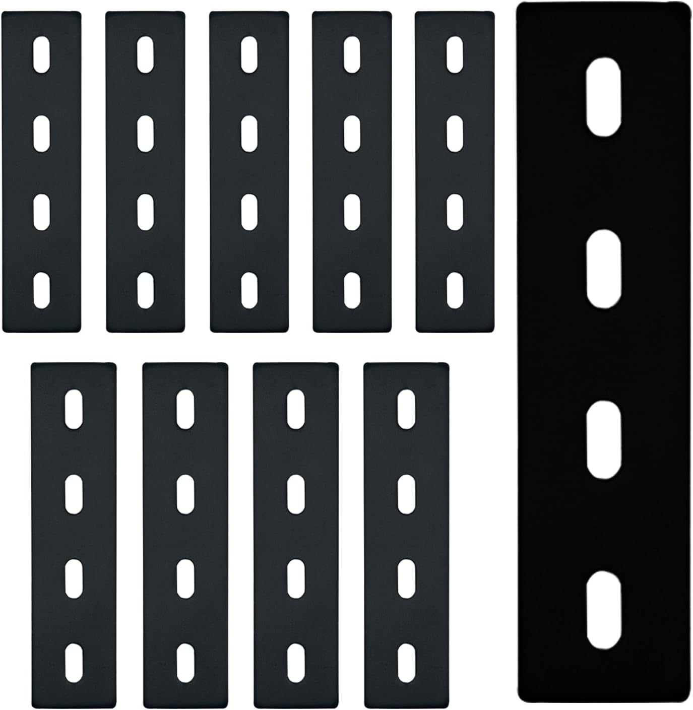 10 Pack Flat Straight Metal Braces 6 Inch Black Repair Plates