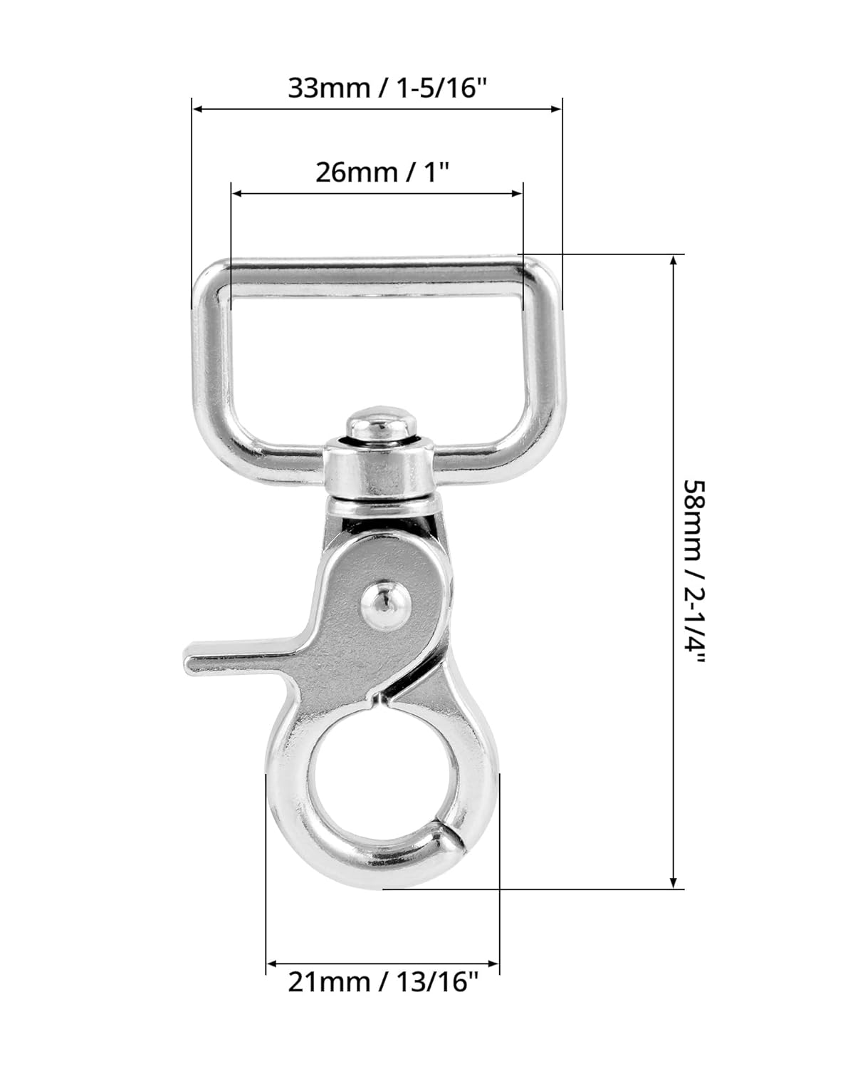 QWORK Swivel Snap Hooks 10 Pack Nickel Plated