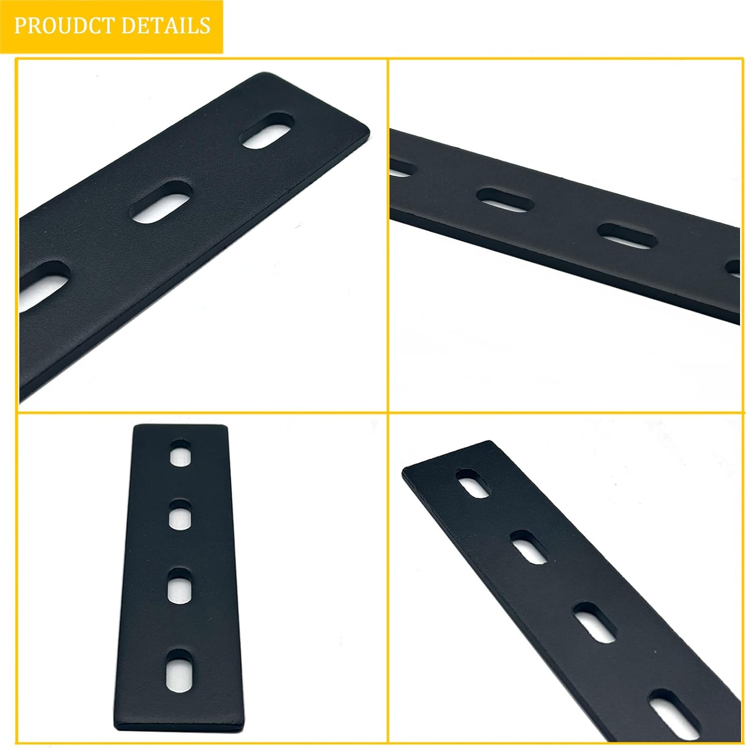 10 Pack Flat Straight Metal Braces 6 Inch Black Repair Plates