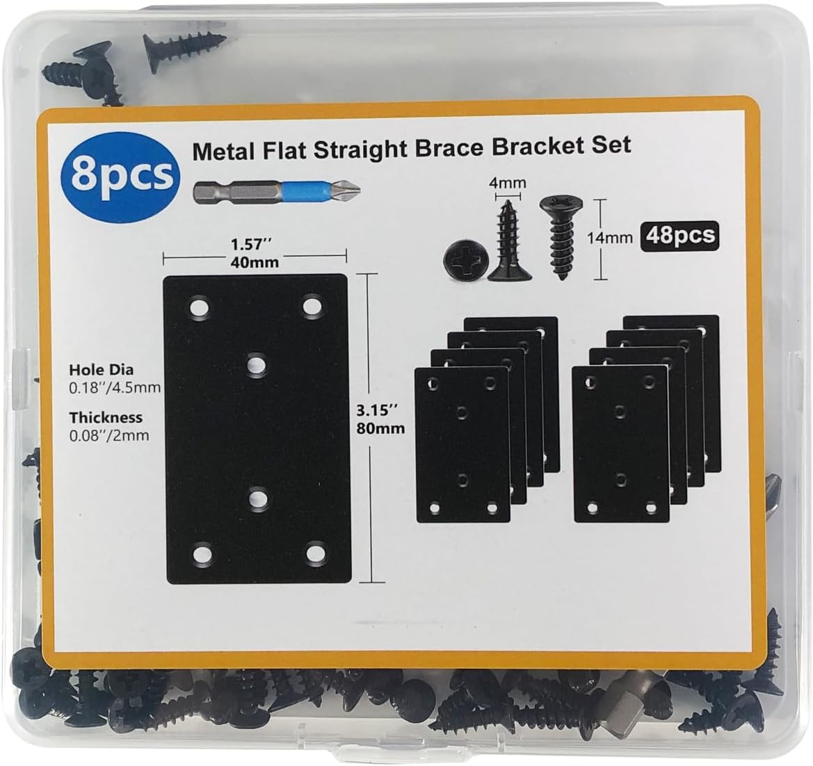 QSJ 8-Pack Stainless Steel Flat Mending Plate for Wood Furniture