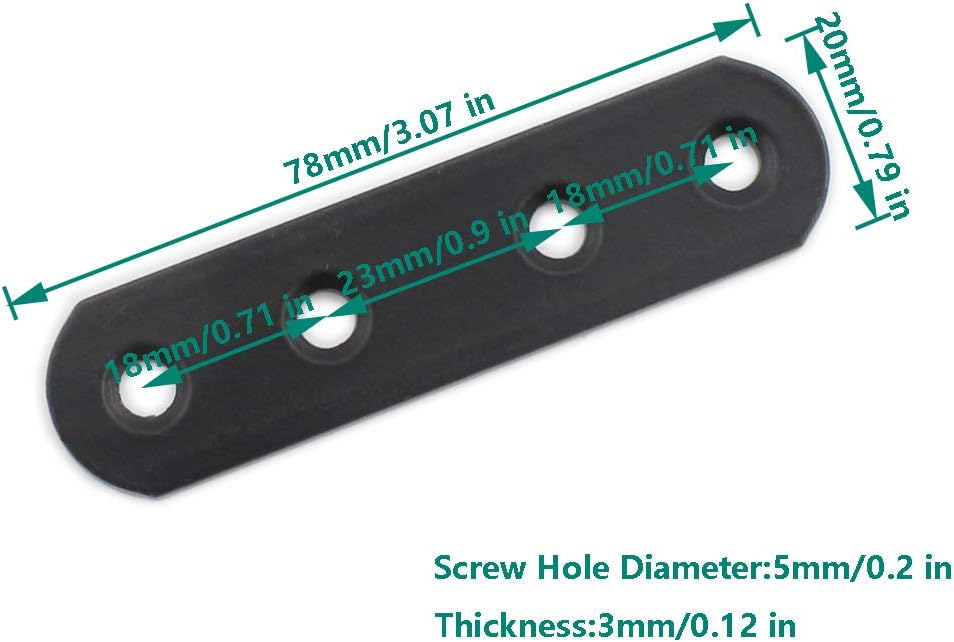 4-Pack Thick Black Iron Flat Mending Plate for Wood Furniture Repair