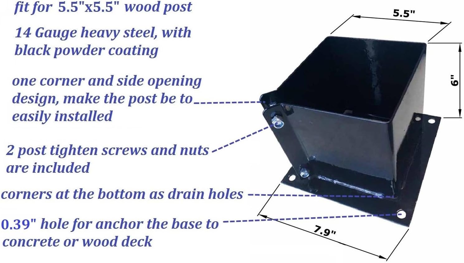 Sturdy Metal Post Bracket 6x6 Pack of 4