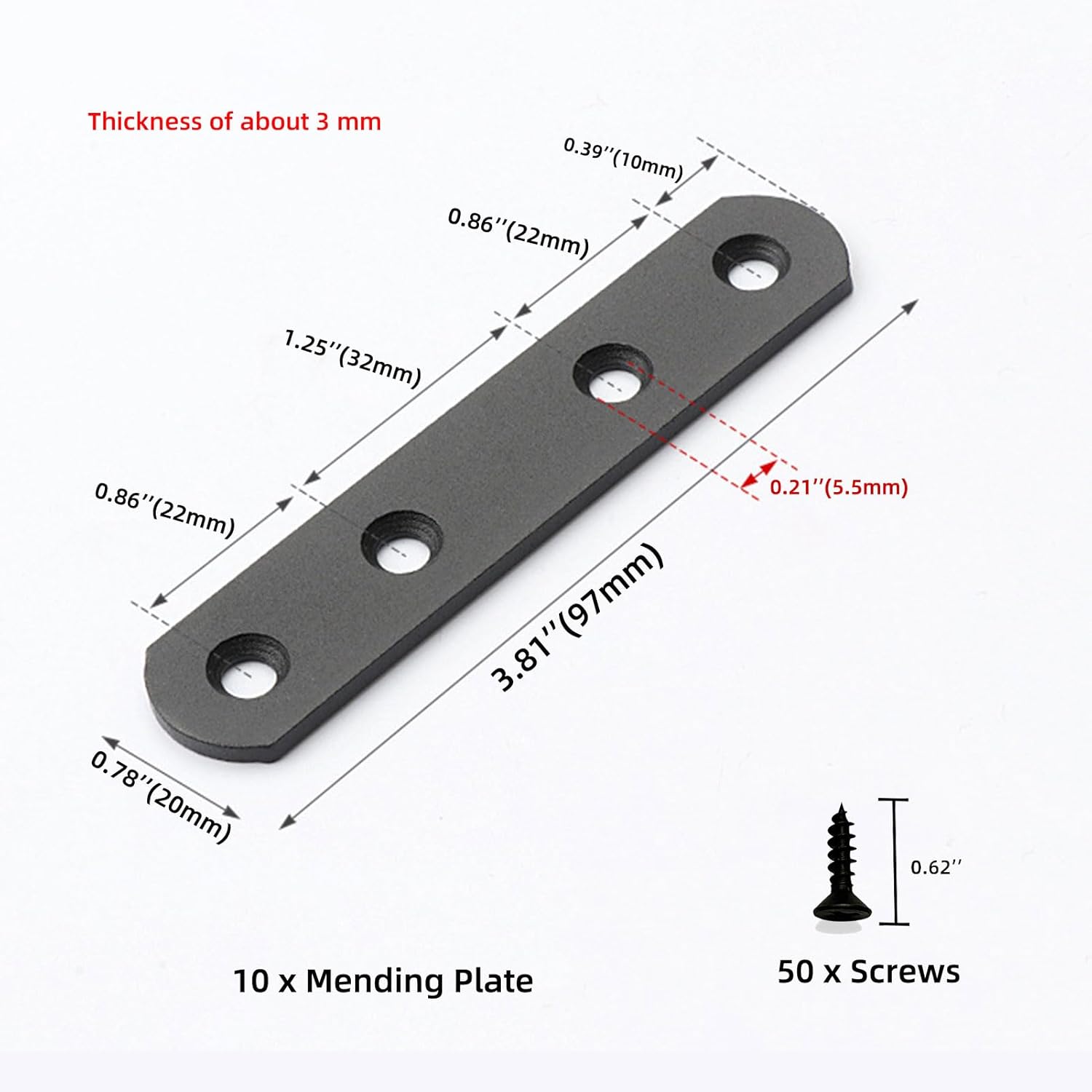 10-Piece Metal Mending Plate Set for Wood Fixtures