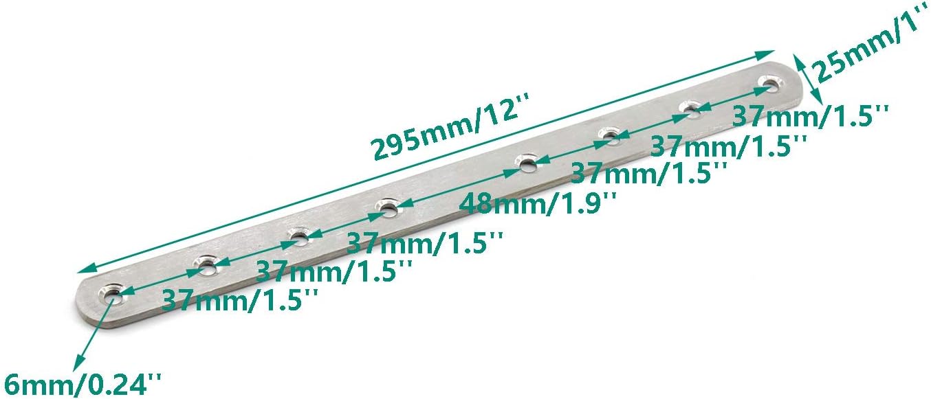 4 Pack Flat Mending Plate Stainless Steel 12 Inch