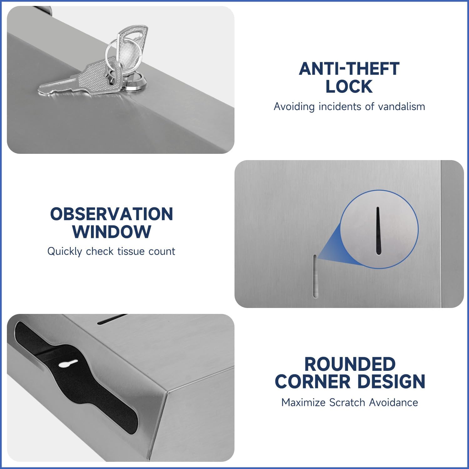 AIKE Stainless Steel Wall Mount Towels Dispenser 400 Sheets