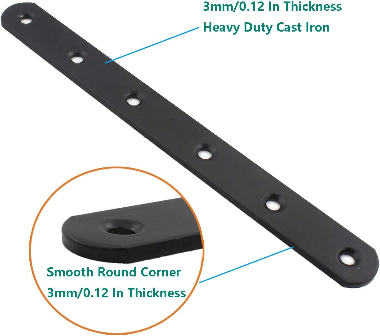 Sturdy Metal Braces for Wood Fixing Black Iron Flat Straight Brace Brackets