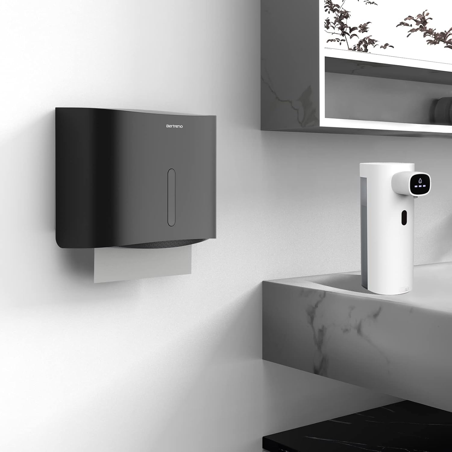 Bertreno Wall-Mounted Large Capacity Commercial Paper Towel Dispenser Black