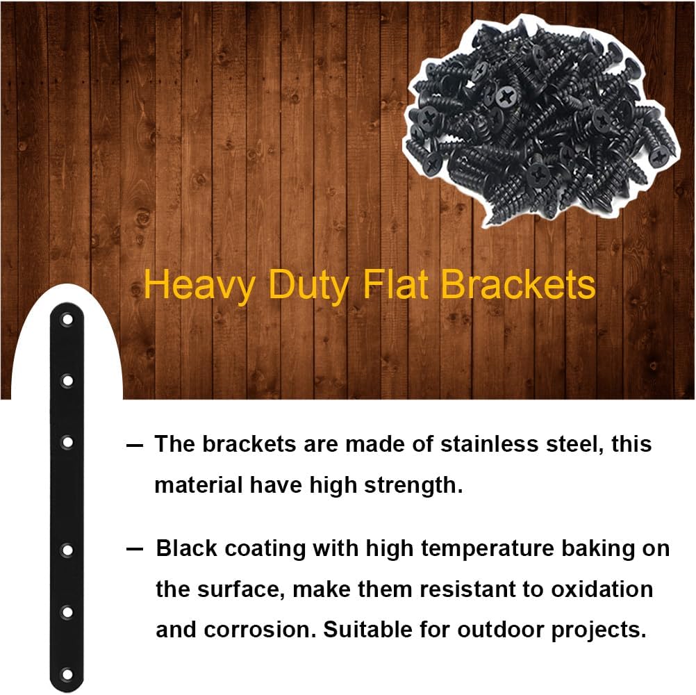 8-Piece Set of Rust-Resistant Stainless Steel Flat Mending Brackets